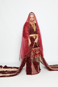 Mira Maroon bridal dirac set