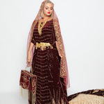 Upload the image to the Gallery viewer, Lace maroon  bridal dirac set
